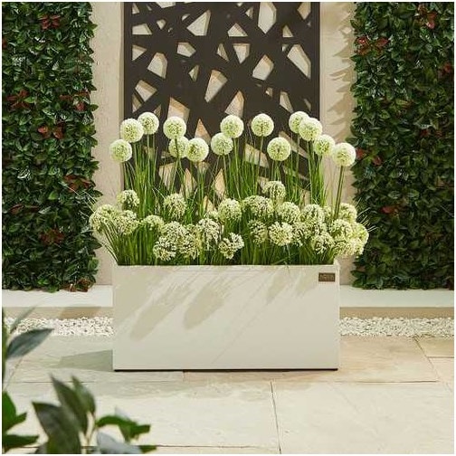 Nova  Rectangular Aluminium Planter  Large  White