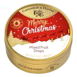 Cavendish & Harvey Merry Christmas Mixed Fruit Drops 200g Cavendish & Harvey Merry Christmas Mixed Fruit Drops 200g