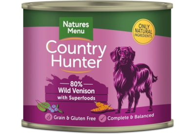 Natures Menu Country Hunter Dog Food Cans Wild Venison 600g (NMCVB)