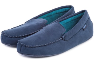 Totes Isotoner Mens Suedette Moccasin With Driving Sole Navy Size L (99262GNABL)