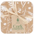 Natural Elements Ne Square White Leaf Cork S4 Coasters (NEPMWHTSQUPK4)
