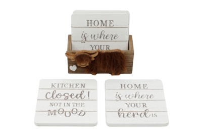 Sifcon Highland Cow Coasters Set Of 4 Sifcon Highland Cow Coasters Set Of 4