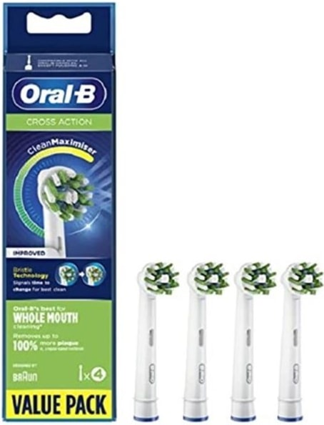 Oral B Replacement Cross Action Brush Heads 4s (ORAEB50B4CM)