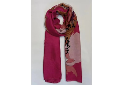 Oversized Floral Print Summer Scarf Red Oversized Floral Print Summer Scarf Red
