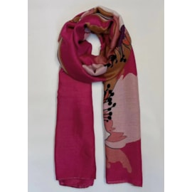Oversized Floral Print Summer Scarf Red
