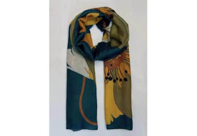 Oversized Floral Print Summer Scarf Teal Oversized Floral Print Summer Scarf Teal