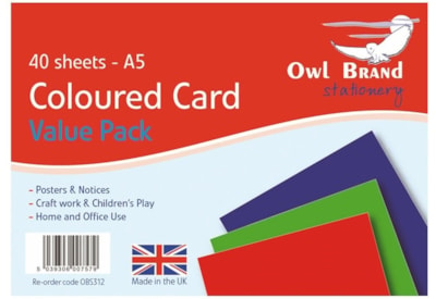 Owl Brand Coloured Card A4 40 sht (OBS312)