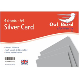 Owl Brand Silver Card 4sheet A4 (OBS491)
