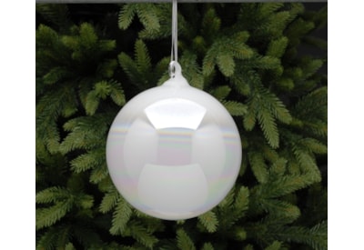 Festive White Holographic Glass Ball 12cm (P017954)