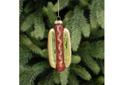 Festive Glass Hotdog 10cm Festive Glass Hotdog 10cm