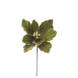 Festive Dark Green With Gold Glitter Magnolia Stem 40cm Festive Dark Green With Gold Glitter Magnolia Stem 40cm