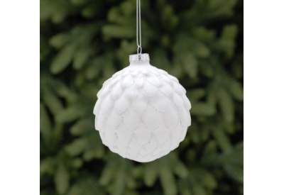 Festive White/silver Pinecone Effect Bauble 10cm Festive White/silver Pinecone Effect Bauble 10cm