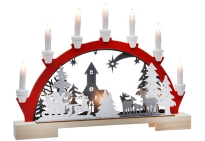 Festive B/o Lit Santa & Sleigh Red Candle Bridge 45cm (P040314)