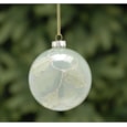 Festive Light Green w Leaf Glass Ball 8cm (P040726)