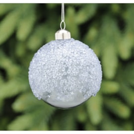 Festive Clear Frosted Ice Encrusted Glass Ball 8cm (P044882)