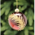 Festive Clear & Red Leaf Swoosh Glass Ball 8cm (P044993)