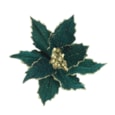 Festive Rich Green Poinsettia Gold Glitter Clip On 26cm