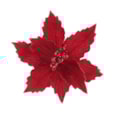 Festive Red Poinsettia Gold Glitter Edging Clip On 26cm Festive Red Poinsettia Gold Glitter Edging Clip On 26cm