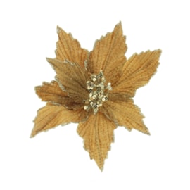 Festive Gold Poinsettia Gold Glitter Clip On 26cm Festive Gold Poinsettia Gold Glitter Clip On 26cm