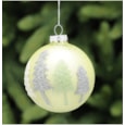 Festive Light Green Glass Ball w Silver/green Trees 8cm (P045829)