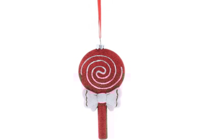 Festive Red / White Hanging Lollipop 12cm Festive Red / White Hanging Lollipop 12cm