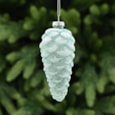 Festive Light Green Glass Pinecone With White Glitter 12cm Festive Light Green Glass Pinecone With White Glitter 12cm