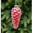 Festive Red Glass Pinecone With White Glitter 12cm Festive Red Glass Pinecone With White Glitter 12cm