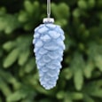 Festive Blue Glass Pinecone With White Glitter 13cm Festive Blue Glass Pinecone With White Glitter 13cm