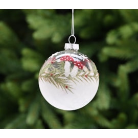 Festive Clear & Frosted Glass With Mushroom Bauble 8cm Festive Clear & Frosted Glass With Mushroom Bauble 8cm