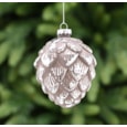 Festive Mink With Silver Tips Glass Pinecone 10cm Festive Mink With Silver Tips Glass Pinecone 10cm