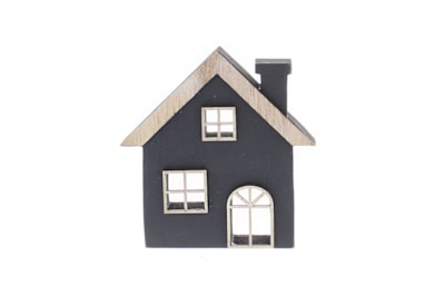 Festive Black Wooden House 12cm Festive Black Wooden House 12cm