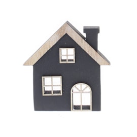 Festive Black Wooden House 12cm Festive Black Wooden House 12cm