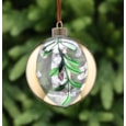 Festive Clear Glass With Mistletoe Design Bauble 10cm Festive Clear Glass With Mistletoe Design Bauble 10cm