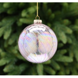 Festive Pink Shimmer Ridge Glass Bauble 10cm Festive Pink Shimmer Ridge Glass Bauble 10cm