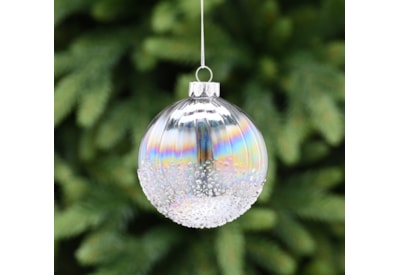 Festive Translucent Petrol Effect Glass Bauble 8cm Festive Translucent Petrol Effect Glass Bauble 8cm