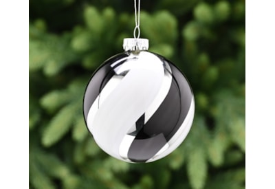 Black/white Stripes Glass Bauble 10cm Black/white Stripes Glass Bauble 10cm