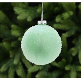 Festive Light Green Encrusted Glass Bauble 10cm Festive Light Green Encrusted Glass Bauble 10cm