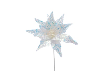 Festive White Sparkle Flower Stem 40cm Festive White Sparkle Flower Stem 40cm