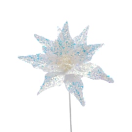 Festive White Sparkle Flower Stem 40cm Festive White Sparkle Flower Stem 40cm