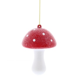 Festive Plastic Red/white Frosted Mushroom 9cm Festive Plastic Red/white Frosted Mushroom 9cm