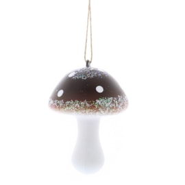 Festive Plastic Brown/white Glitter Mushroom 9cm Festive Plastic Brown/white Glitter Mushroom 9cm