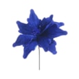 Festive Navy Velvet Poinsettia Pick 25cm