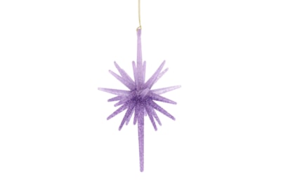 Festive Hanging Lilac Glitter Acrylic Starburst 15cm Festive Hanging Lilac Glitter Acrylic Starburst 15cm