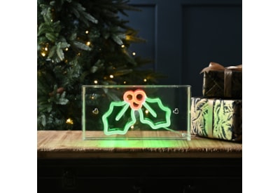 Festive Red/green Neon Flex Holly Sign Usb 30cm Festive Red/green Neon Flex Holly Sign Usb 30cm