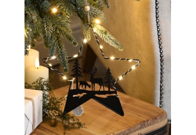 Festive Lit Metal Star Reindeer Scene Battery Operated 21cm Festive Lit Metal Star Reindeer Scene Battery Operated 21cm