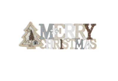 Festive Grey/white Wooden Merry Christmas 40cm