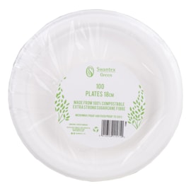 Swantex Green Bagasse Round Plate 7" 100s Swantex Green Bagasse Round Plate 7" 100s