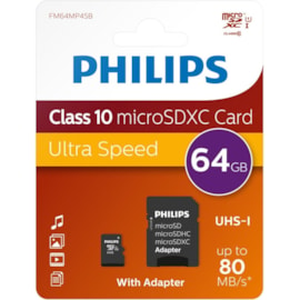 Philips Micro Sd Card 64gb Class 10 with Adapter (FM64MP45B/00)