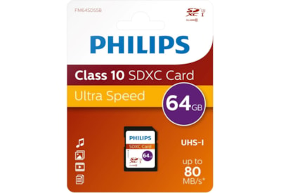 Philips Sdhc Memory Card 64gb Class 10 (FM64SD45B/00)