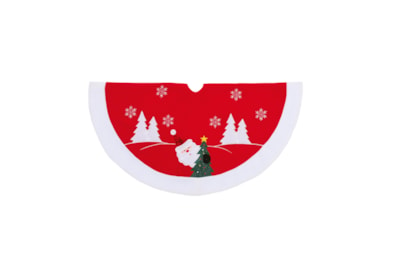 Premier Tree Skirt Red Santa w Tinsel 90cm (PL241398)